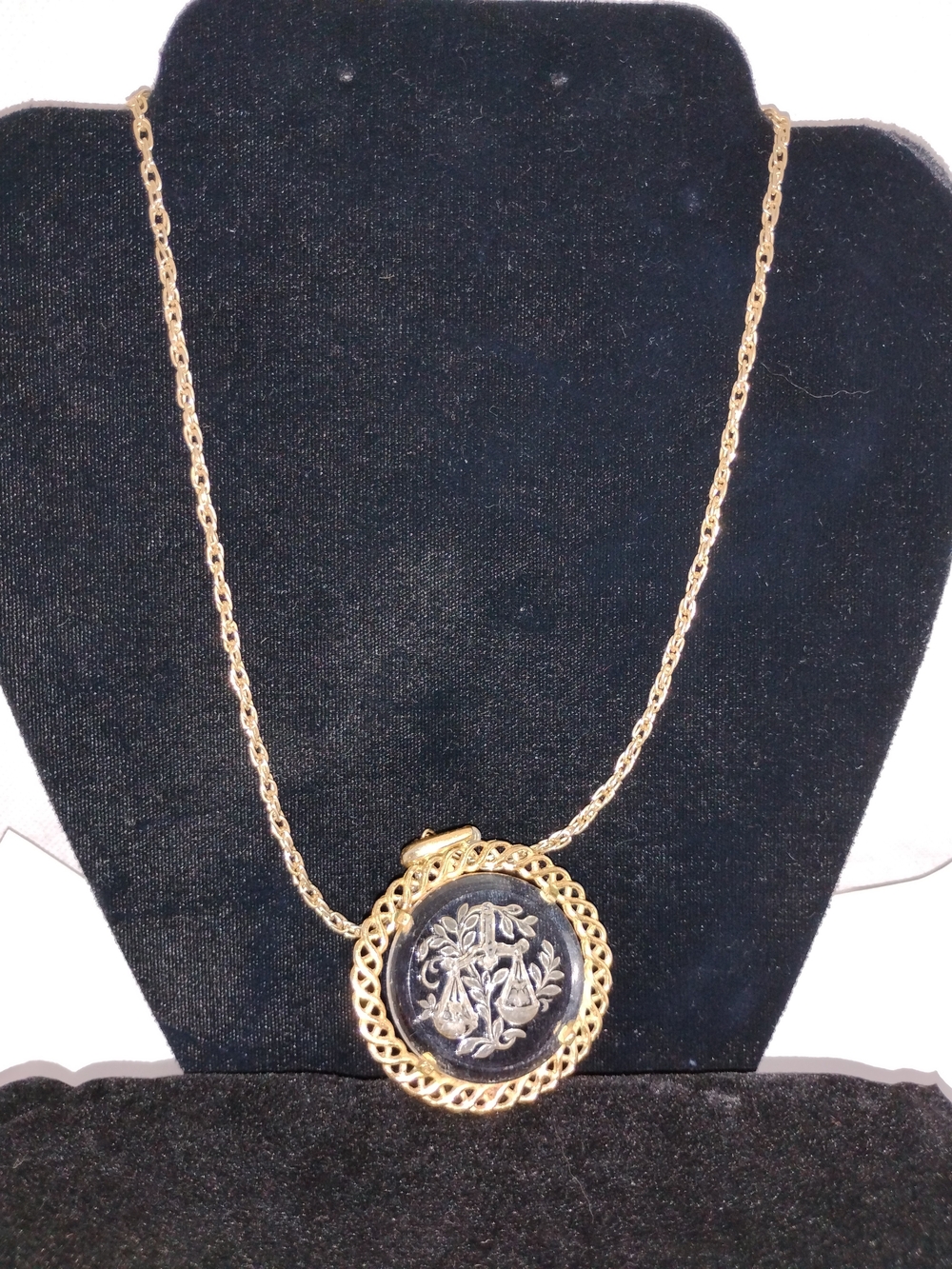 Gold-Tone Floral Locket Necklace - Black & Gold